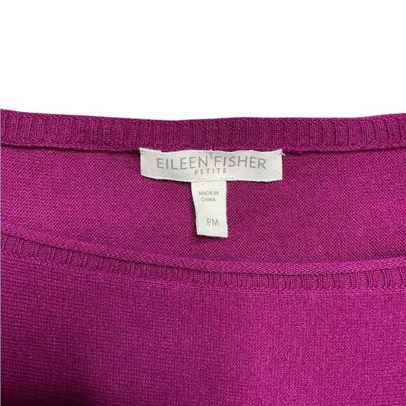 EILEEN FISHER Cashmere Blend Sweater 3/4 Sleeve Raspberry Size Medium Petite - Picture 4 of 4
